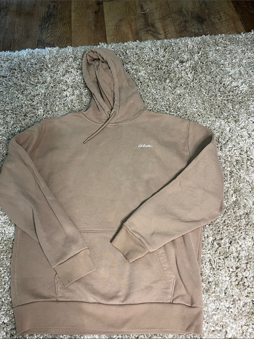 Hollister hoodie unisex/Men's LARGE Hooded Pullover Sweatshirt in Tan
